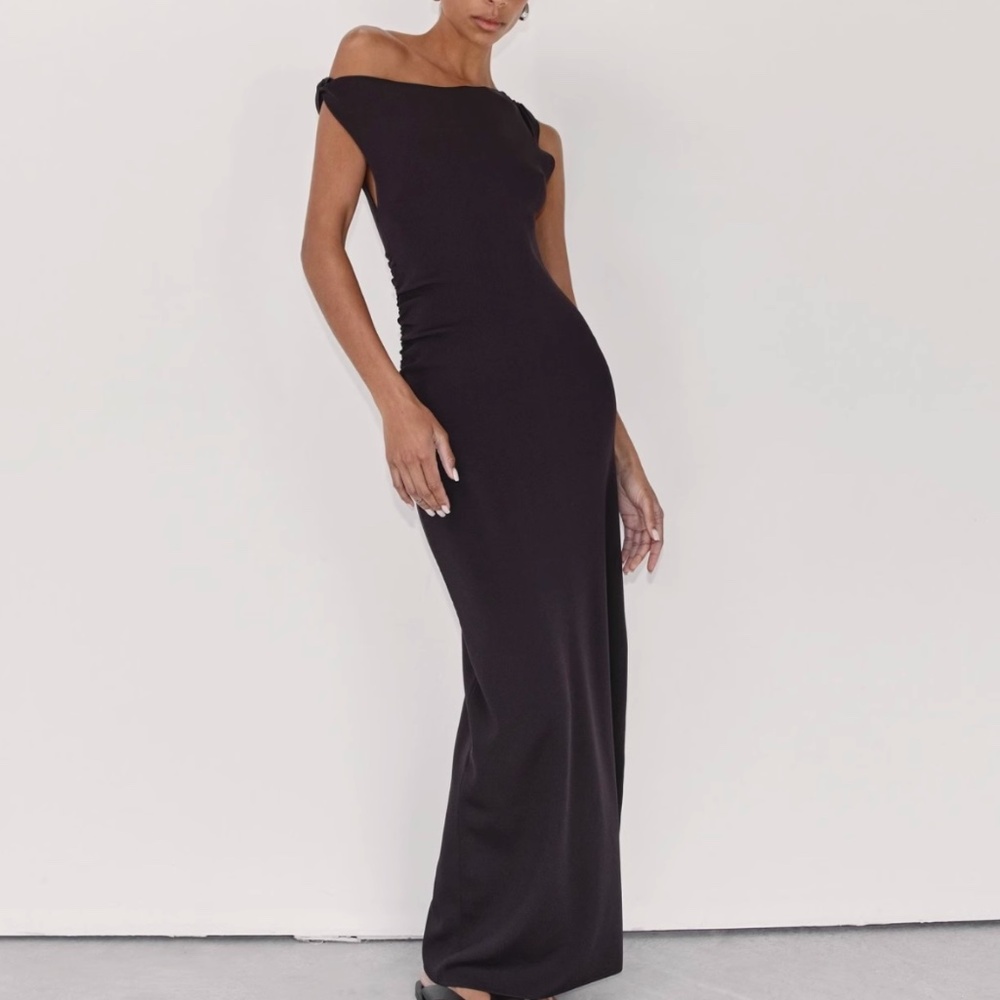 NEW DISSH Poppy Bitter Choc Asym Midi Dress - Bitter chocolate